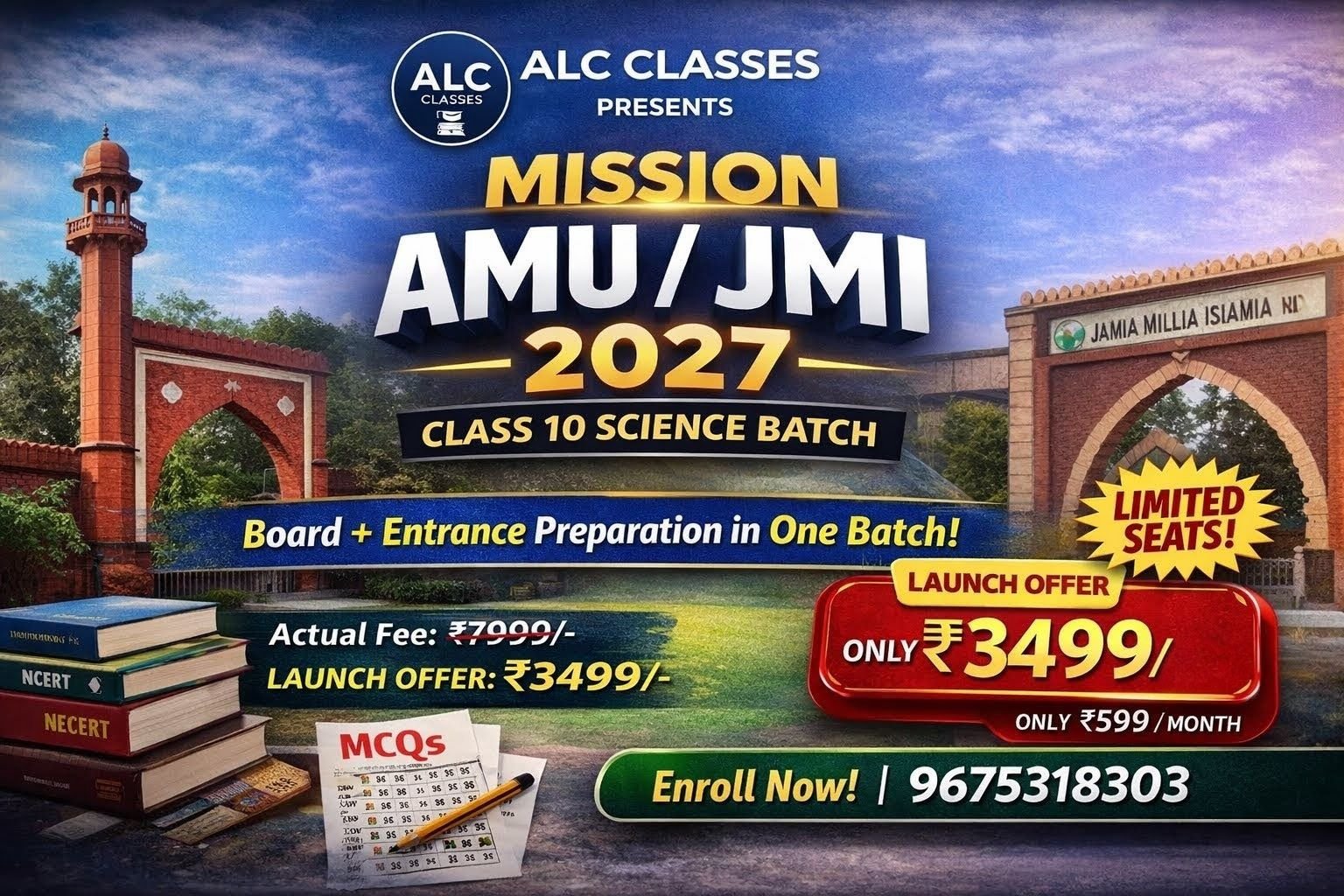 MISSION AMU JMI 2027 Class 9 and 10 PCMB Entrance Batch